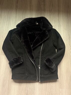 H&M Black Faux Fur-Lined Jacket